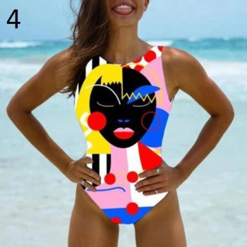 Sexy Halter Print Women One Piece Swimsuit 2021 Female Brazilian Swimwear Bathing Suits Bodysuit Beach Wear Backless Monokini